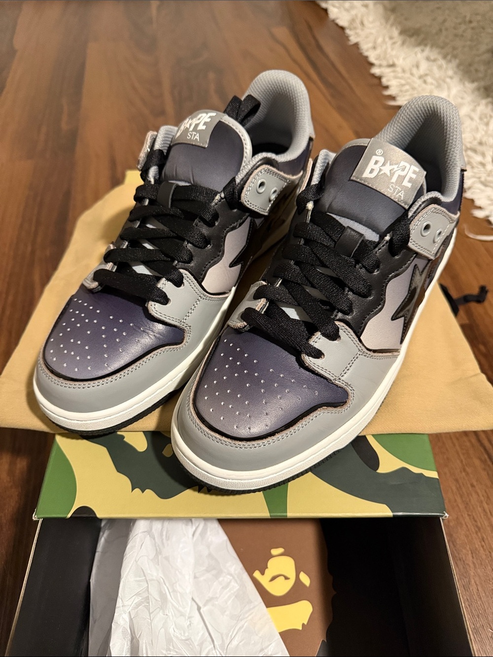 Bape sk8 Low Top Sneakers - Gray, Black, Purple